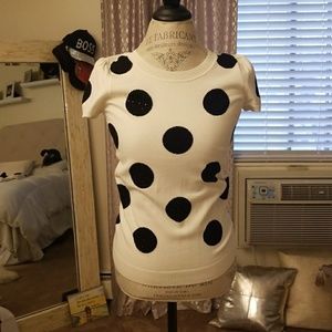 INC black and white polka dot top